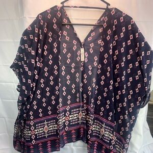 Blue Pink Purple, Love Tree sheer cardigan shawl swim cover women's size S/M NEW